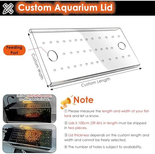 Customizable Acrylic Fish Tank Lid with Air Holes - Cat-Proof, Jump-Resistant Aquarium Cover (L20xW18in/50.8x45.7cm) to Prevent Cat-Fish Interactions