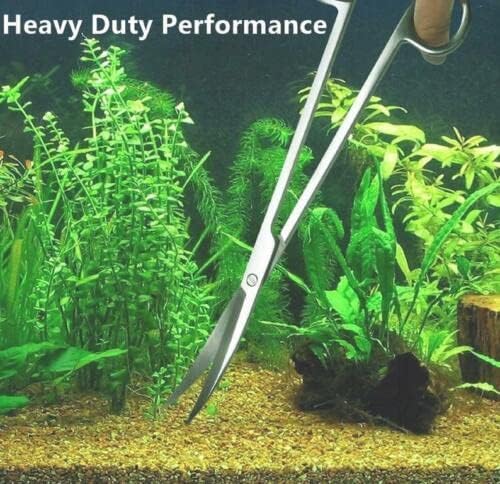 A2Z-Aquascaping Maintenance Tools Accessories,Anti-Rust Stainless Steel Tweezers Scissors Spatula for Aquarium Tank Clean, Fish Tank, Bonsai, Algae Scrapers (12" Scissors - Curved - Silver)