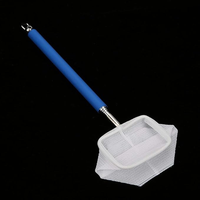 Fdit Adjustable Mini Fishing Net Pole for Aquarium Shrimp 20-57.5cm Expandable (Blue)