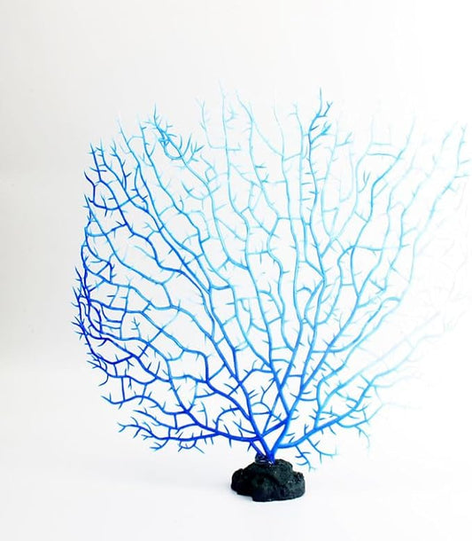 GANPUB Blue Artificial Coral Branch Faux Aquariums Ornament Fish Tanks Landscape Sea Fan Decorations Artificial Coral Branch Aquarium Décor