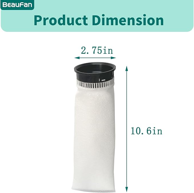 12 Pack 2.75 Inch 225 Micron Filter Sock Fits Waterbox, Eshopps, Fiji Cube Aquarium Models, and All 2.75" Filter Sock Holders