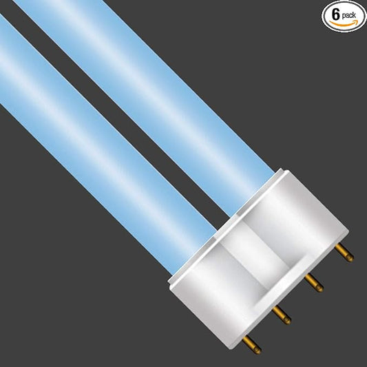 Helios 6PC 36Watt 16inch Plug-in Fluorescent Power Compact Light Bulb Straight 4-Pin Universal (12,000K Marine Blue)