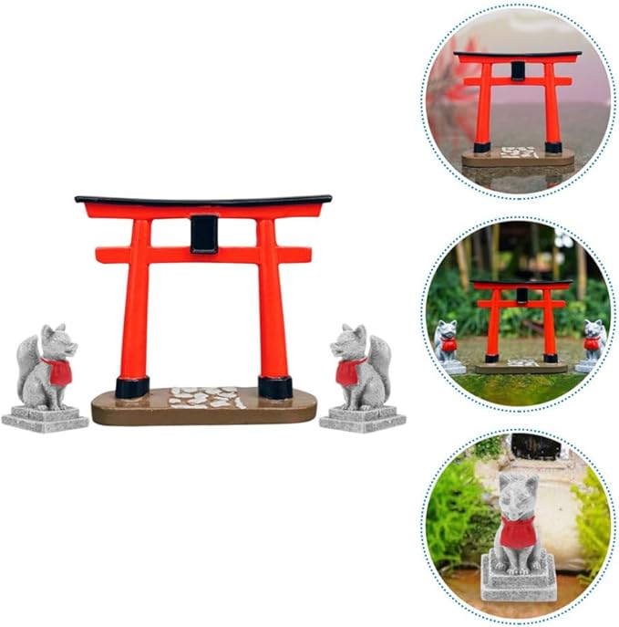 Milisten 1 Set Japanese Shrine Decoration DIY Decor Aquarium Landscape Prop Sand Table DIY Ornament Torii Sculpture Zen Style Statue Micro Landscape Decoration Sand Table Decoration, 9.00X8.00X3.00CM