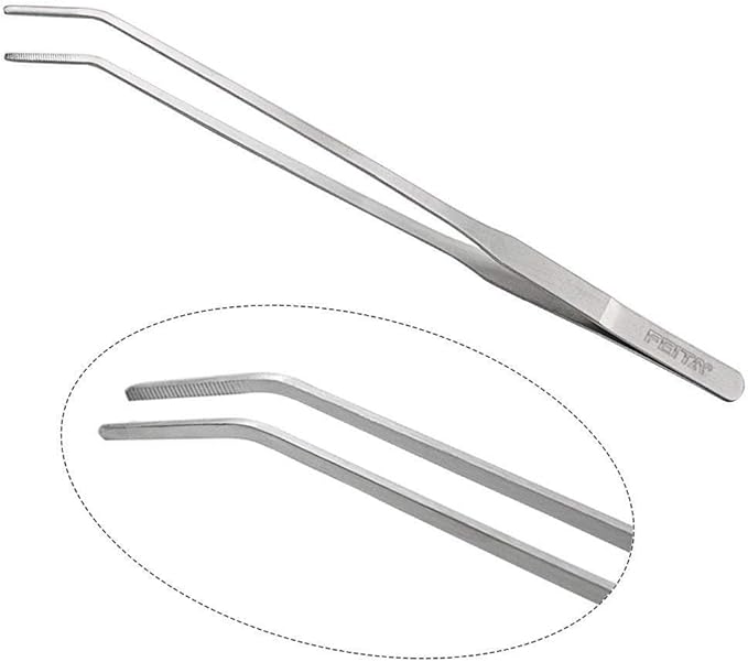 FEITA Aquarium Tweezer Set - Long Stainless Steel Curved & Straight Feeding Tweezers Scissors Maintenance Tools Kit (3 Pcs)