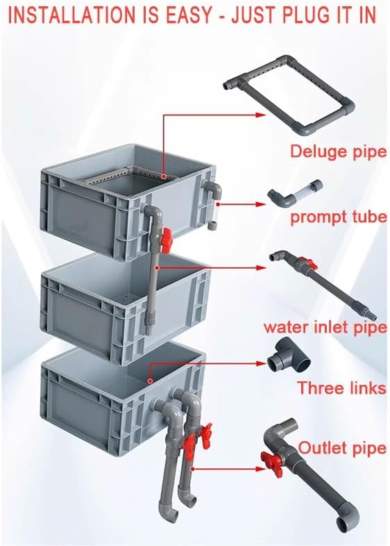 Aquarium Filter Box, Turnover Box Fish Tank Filter Upper Waterfall Flow Filter Drip Box, External Fish Pond Water Circulation System DIY, Large Filter Kit for Ponds (Color : Gray, Size : 30x20x33cm