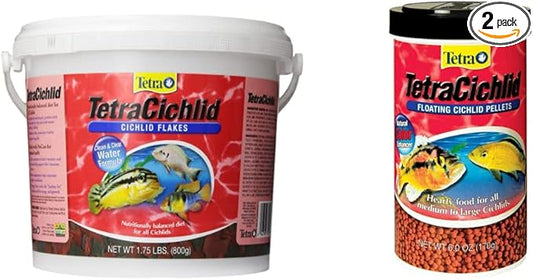 Tetra TetraCichlid Cichlid Flakes and Floating Cichlid Pellets Fish Food