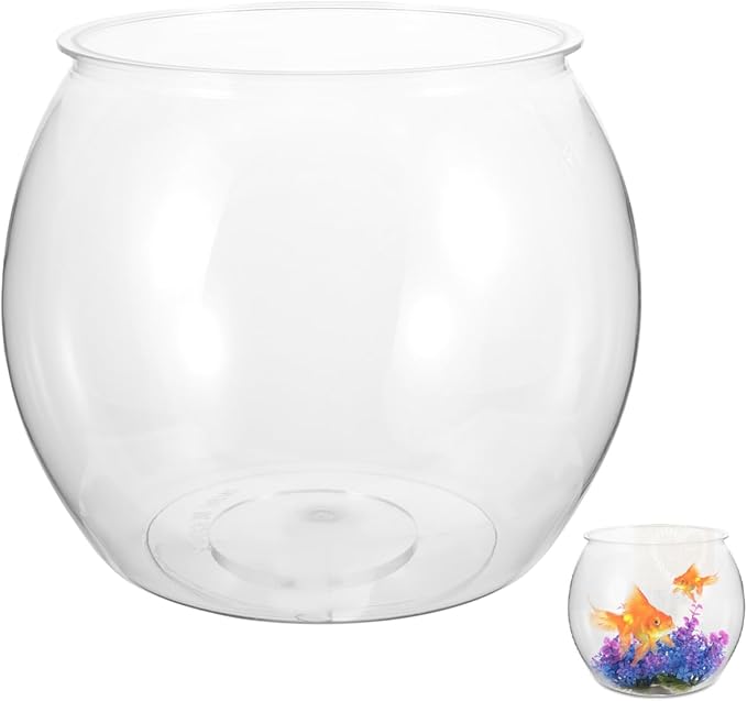 Angoily Clear Plastic Fish Bowl Micro Landscape Container for Goldfish Desktop Tabletop Fish Tank for Fish Tank Decor and Ornaments Living Tank Bowl Accessories for Office