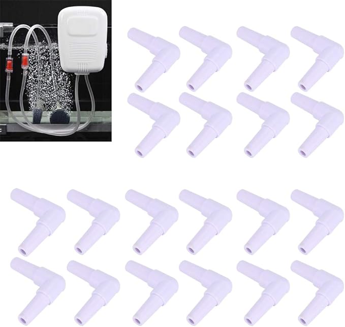GLOGLOW Plastic Hose Barb Fittings, 20pcs Hose Barb 90 Degree L Right Angle Elbow Union Fitting Water Fuel Air Aquarium Joints Increasing Oxygen Pump Tubing Connectors