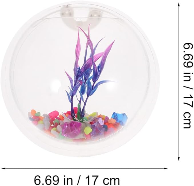 SEWACC Wall Mounted Acrylic Fish Tank 17cm Hanging Aquarium Bowl for Home Decor with Nail Installation, Suitable for Betta and Small Aquatic Pets Random Color