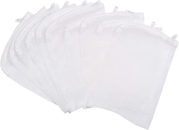 Aquarium Filter Media Bag - 10 Pcs Durable Nylon Fine Mesh with Zipper for Koi Pond, Canister, Fish Tank Filter, Pellet Carbon, Bio Balls, Ceramic Rings (6 x 8 Inch)