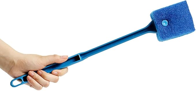 Double-Sided Fish Tank Aquarium Cleaning Sponge Brush with Non-Slip Handle Blue
