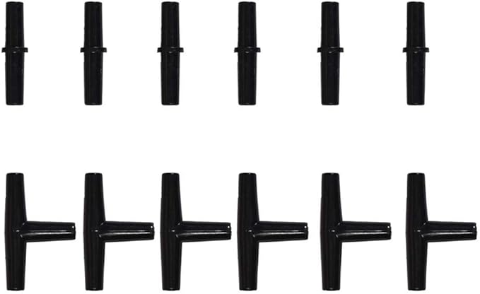 JIH Aquarium Air Pump Accessories Set -25 Feet Airline Tubing Black Standard, Air Stones,Check Valves, Suction Cups and Connectors