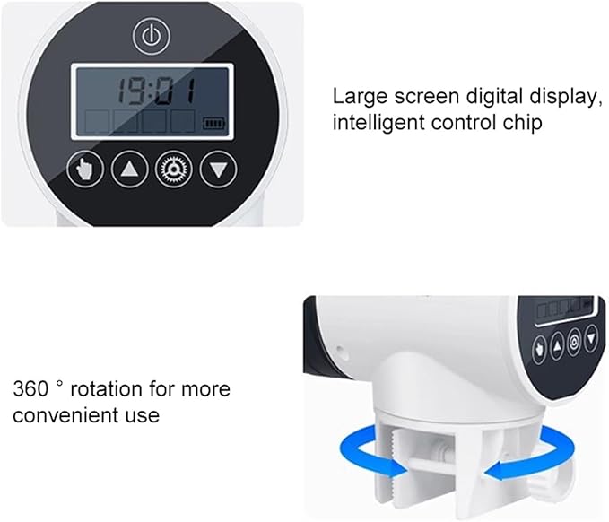 Automatic Aquarium Feeder Intellint Timing Feeder Fish Tank Gold Fish Feeder Lar Capacity Smart LCD Display Dispenser,Long-Lasting Performance(750)