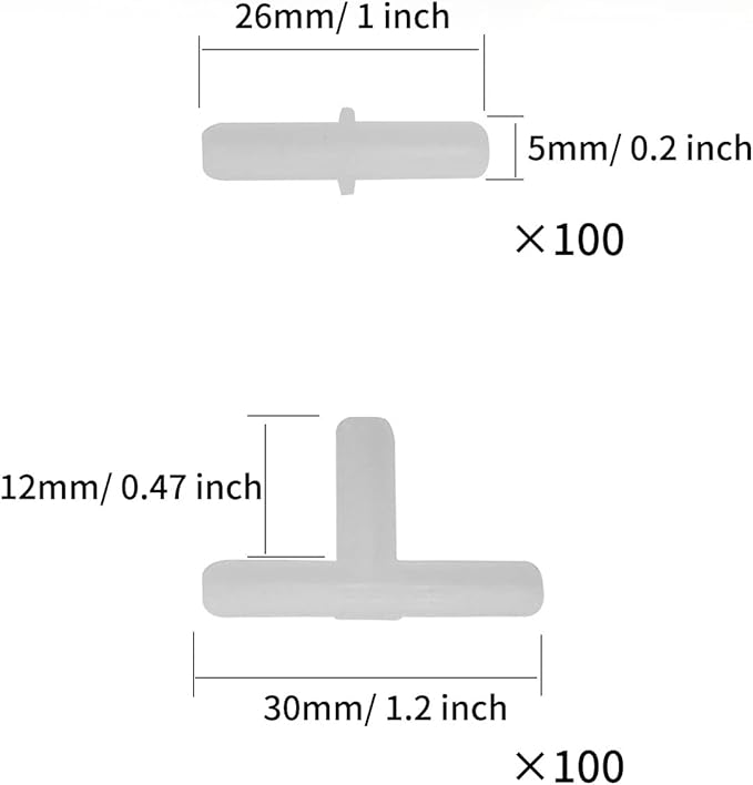 200 Pieces Aquarium Air Valve Connector Plastic Inline Tubing for Aquarium Fish Tank, Straight and T Type