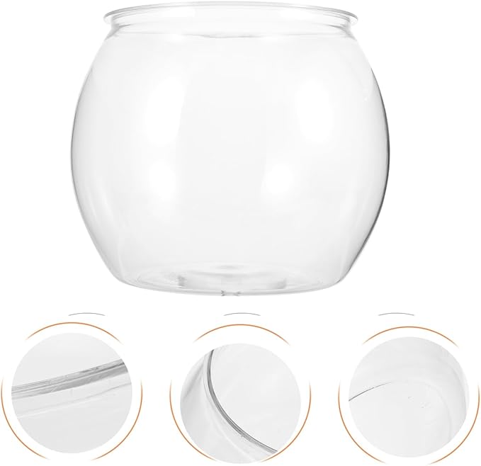 Angoily Clear Plastic Fish Bowl Micro Landscape Container for Goldfish Desktop Tabletop Fish Tank for Fish Tank Decor and Ornaments Living Tank Bowl Accessories for Office