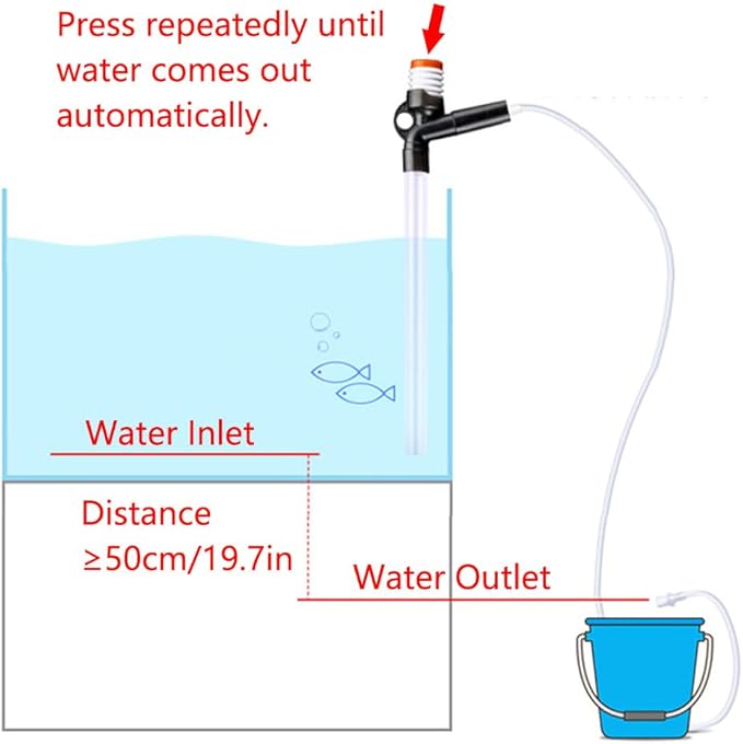 Aquarium Vacuum Gravel Cleaner with Filter, Plastics HandheldFish Tank Cleaner, for Water Change Wash Sand and Water Circulation White