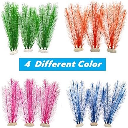 Aquarium Decorations 5Pcs Fish Tank Artificial Green Water Plants Made of Silk Fabrics Plastic