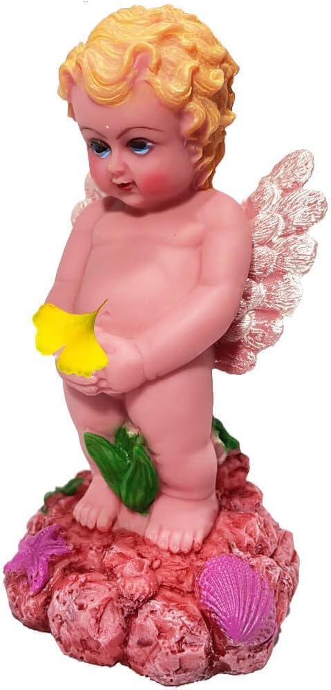 Aquarium Decoration Small Fish Tank Air Bubbler Decor Resin Angel Aquarium Air Bubbler Decoration Aquarium Statue for Fish Oxygen Ornament Aquarium Fish Tank Decor - 5.5 Inches High