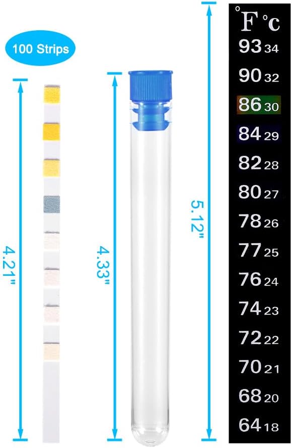DaToo 8 in 1 Aquarium Test Kit Fish Tank Test Strips Accurate Water Quality Testing Strips for Ammonia PH Total Alkalinity Carbonate Hardness Free Chlorine Nitrate Nitrite Temperature (100 Strips)