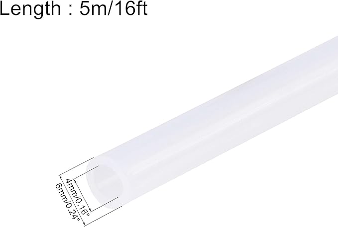 uxcell Silicone Tubing 4mm ID 6mm(1/4") OD 5m Aquarium Pump Air Water Hose Rubber Tube with Suction Cups