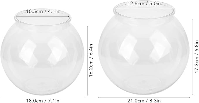 Plastic Round Fish Bowl, Mini Plastic Fish Bowls Heavy Duty Plastic Round Fish Bowl Small Round Fish for Desk Bookcase Decorations (S)
