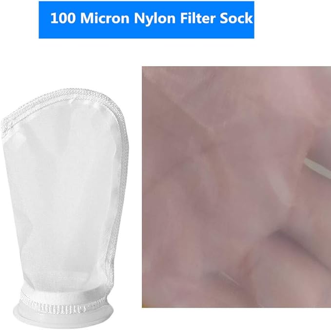 2 Pack 100 Micron 4" Plastic Ring, 9" Short Bag Nylon Mesh 4 Inch Filter Socks Bags for Aquarium Marine Reef Sump