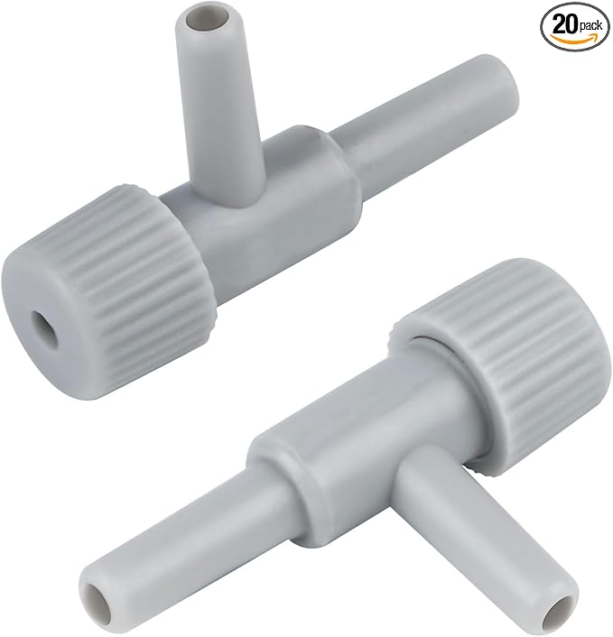 Pawfly Aquarium Air Control Valves Single Way Plastic Air Regulators for Aquarium Air Pump Fish Tank Air Flow Control Valves for 3/16" ID Airline Tubing Adjustable Hose Connectors, 20 Pack