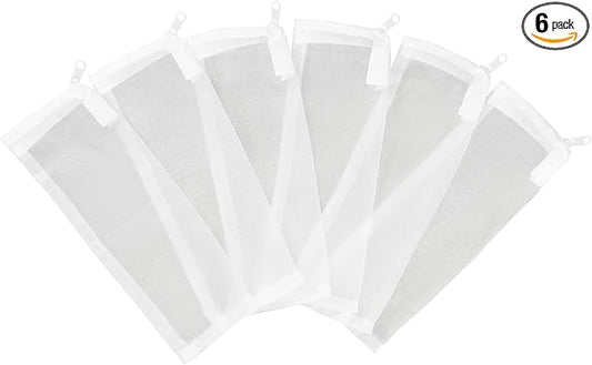 AQUANEAT Aquarium Filter Media Bags 6pcs Fish Tank Extra Fine 100 Micron Mesh Bags with Plastic Zipper for Activated Carbon (3" x 8")