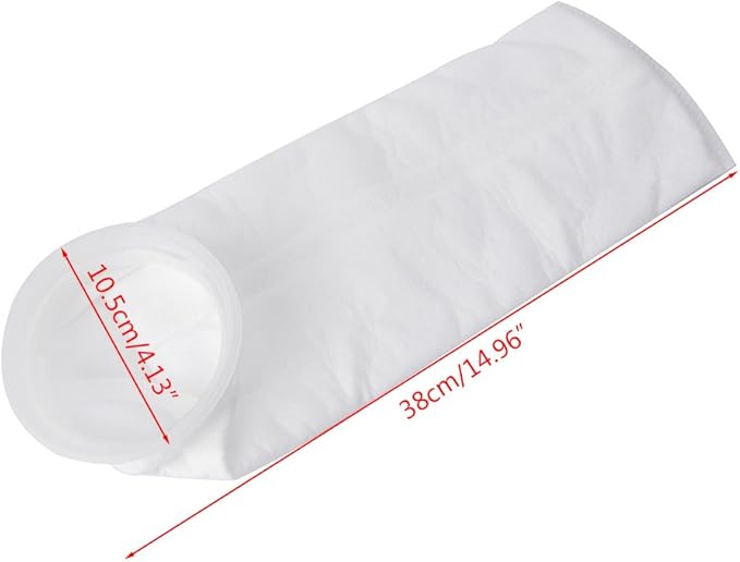 Filter Socks 100UM Extra Fine Filtration 4 Inch by 15 Inch Long Premium Aquarium Bags with Rings Heater Light Thermometers Gravel Sand Decorations Fish Tank Decorations