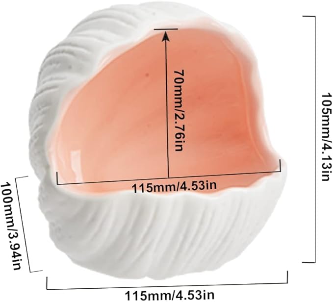 Aquarium Shell Shape Ceramic Cave Decoration, Fish House Conch Thematic Ornament for Betta Fish Passing or Hiding, Betta Tank 5.1inch Fish Tank Decoration (Pink, M)