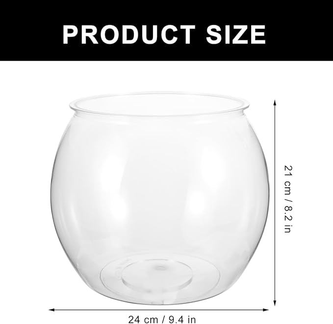 Angoily Clear Plastic Fish Bowl Micro Landscape Container for Goldfish Desktop Tabletop Fish Tank for Fish Tank Decor and Ornaments Living Tank Bowl Accessories for Office