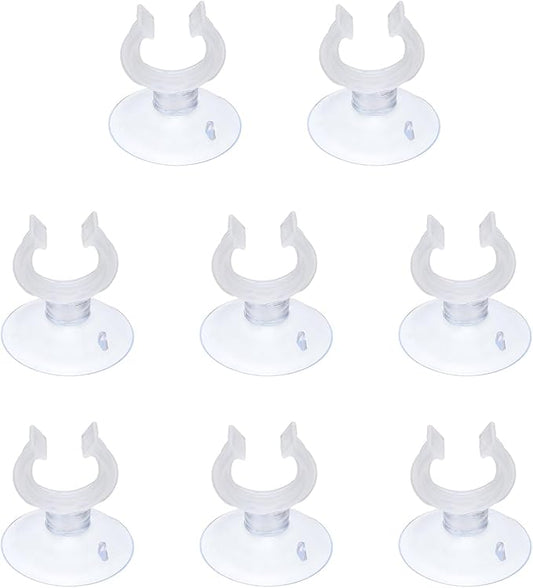 Aquarium Suction Cups, Fish Tank Suction Cups Clips Airline Tube Holders Clamps (Plastic, 8Pcs, Clear) for 0.7" Fish Tank Airline Tubing Binding Moss Shrimp Nest, 17x30MM