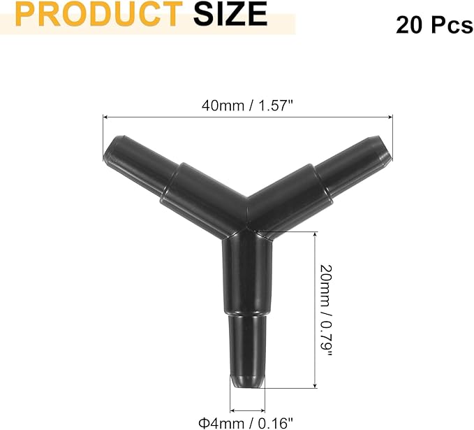 uxcell 20Pcs Aquarium Air Valve Connector, 3 Way Plastic Inline Tubing Non-Return Valves for 4x6mm ID Airline Tubing Fish Tank Pond Air Line, Black