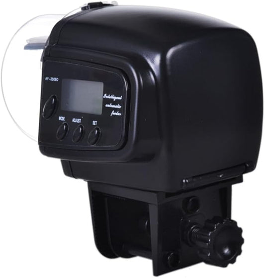 ORFOFE Automatic Fish Food Feeder for Aquarium Tank with LCD Timer Scheduled Feedings Suitable for Flake and Pellet Compact Black Design