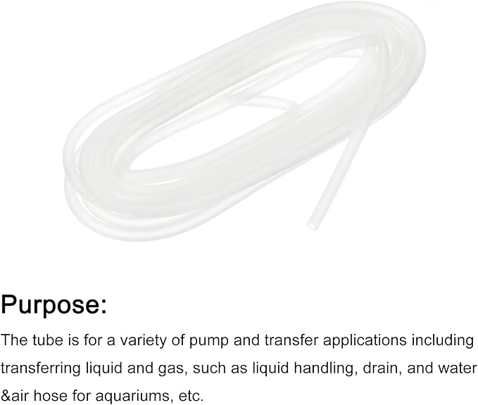 uxcell Aquarium Airline Tubing Hose 5/32" ID 15/64" OD 1Pcs 13.12 Ft Silicone Flexible Airline Tubing for Fish Tank, Terrariums, and Hydroponics, White