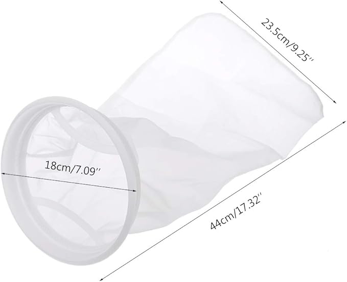 Filter Socks for Extra Fine Mesh 7 Inch by 17 Inch Long Premium Aquarium Nylon Filter Bags with Rings