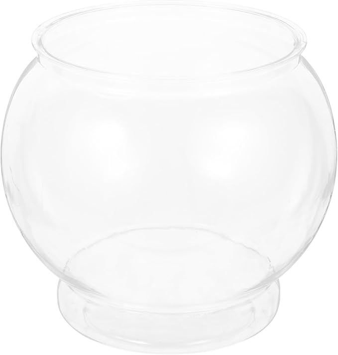 POPETPOP 7 Inch Plastic Fish Bowl: Shatterproof Clear Round Aquarium, Desktop Terrarium Centerpiece Vase for Wedding Party, Candy, Home Decor