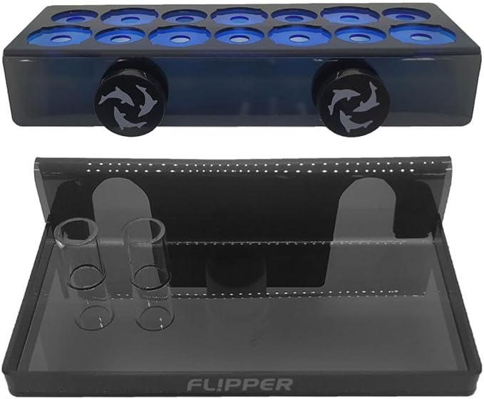 Flipper Magnetic Frag Station Aquarium Rack with Removeable Shelf for Aquatic Coral Reefs - Holds 14 Frags - Blue