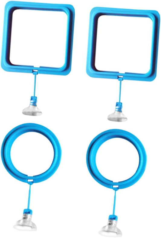 YARNOW 4pcs Automatic Fish Feeder Feeding Ring High Buoyancy Easy to Clean Wall Mountable Fashion Design
