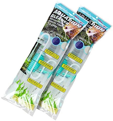 TERA PUMP TRFTCLN Aquarium Gravel Cleaner (BPA Free) Aquarium Sand Cleaner/Water Siphon with Long Nozzle & Water Flow Controller (10-20 Gallon Tank, 2PK)