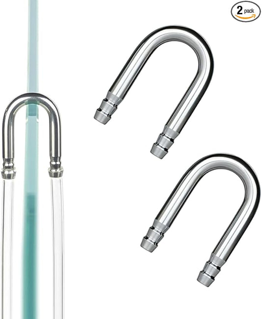 LINLAN 2-Piece Aquarium 304 Stainless Steel U-Tube Connector，Anti-Kink Design, Compatible with 4mm (0.16") ID Air Hose, Air Pump and CO2 Diffuser Accessory for Rimless Aquariums