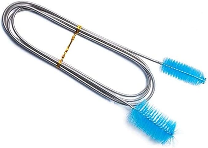Aquarium Filter Brush Flexible Double Ended Bristles Hose Pipe Cleaner Stainless Steel Long Tube Cleaning Brush for Fish Tank or Home Kitchen (Sky Blue)