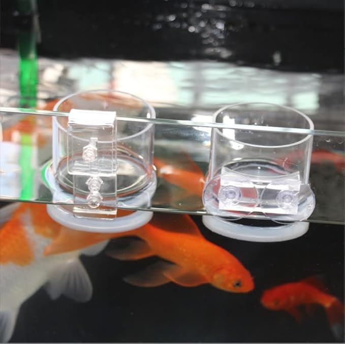 Fish Suction Cup Feeder, Acrylic Transparent Fish Rings Food Feeder Clear Fishes Feeding Ring with Anti Collision Strip Aquarium Feeding Rings for Aquarium Fishes