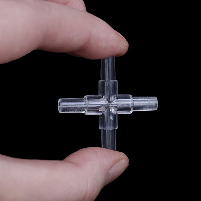 50 Pcs 4 Ways Transparant Aquarium Air Valve Connectors Plastic Inline Splitter Pump Tubing Connectors Fish Tank Pond Air Line Connector for Fish Tank 4MM Airline Tube