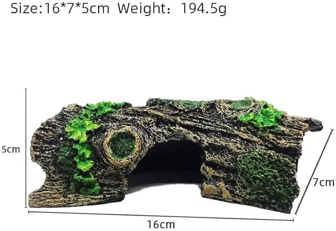 YZHZOM Resin Aquarium Wood Small Reptile Hide Aquarium cave Betta Log Aquarium Ornament pleco cave Snake Hideout (Tree bark)