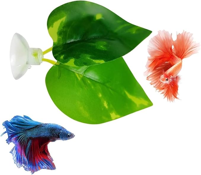Betta Leaf Hammock Silicone Peace Plant Accessories, Beta Fish Leaf Rest Pad Bed, Beta Tank Decorations (1-Pack)