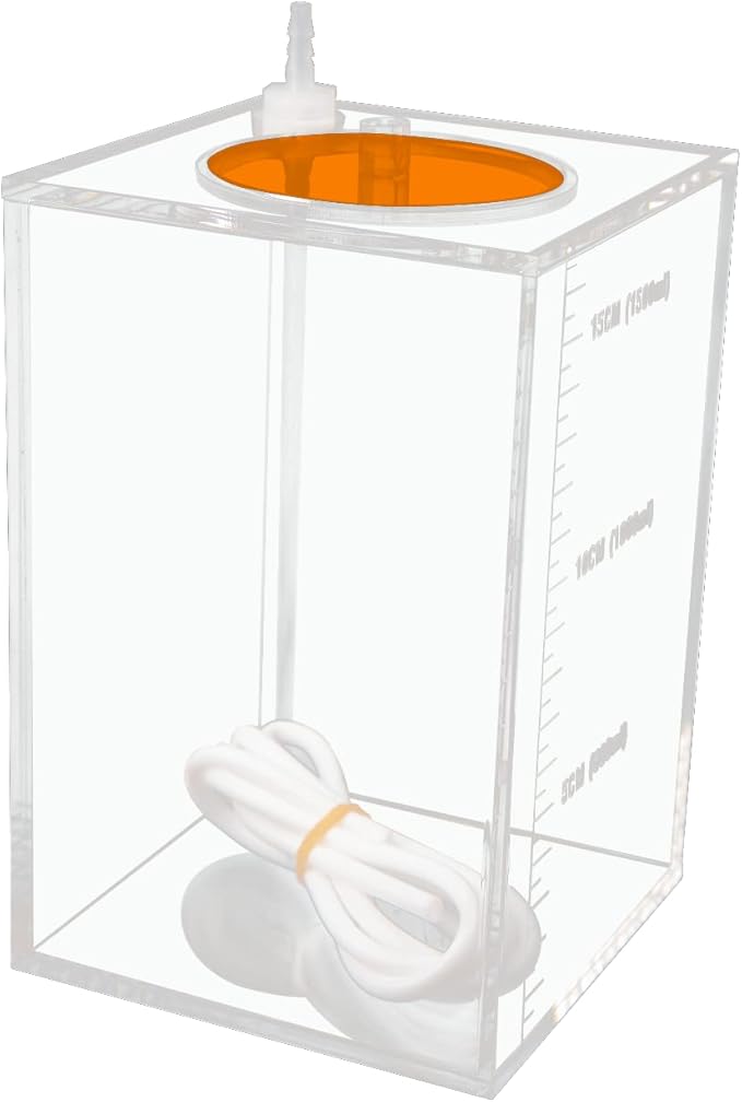 Aquarium Choice Acryli Made Liquid Storage Bucket Dosing Pump Reservoir Container (4.25 * 4.25 * 6.5 Inch;1500ml/1.5L（Orange Version)