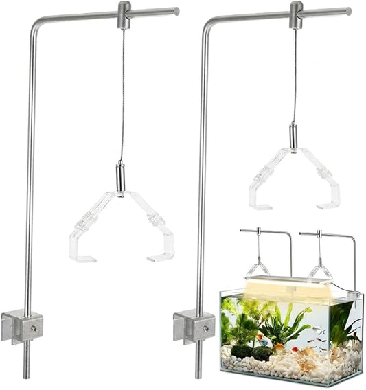 Kisangel 2pcs Aquarium Light Riser, Adjustable Height Aquarium Light Holder Stand Hanging Kit, Aluminum Alloy Support Bracket for Fish Tank Lamp