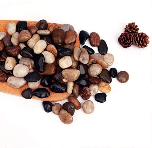 18 Pounds Pebbles Aquarium Gravel River Rock, Natural Polished Decorative Gravel, Polished Pebbles,Garden Ornamental River Pebbles Rocks, Mixed Color Stones for Landscaping Vase Fillers (18.3)