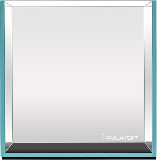 Aquatop High Clarity Low Iron Glass Cube Aquarium, 4.12 Gal – 5mm Thick Glass – Slim Design – Fresh & Saltwater – Desktop Tank with Silicone Sealing